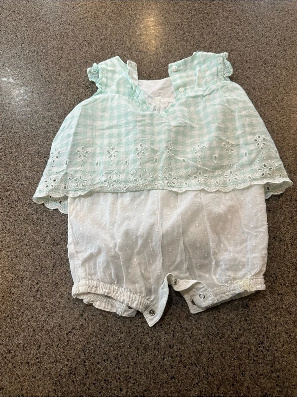 GAP Mint Green Gingham Eyelet Romper